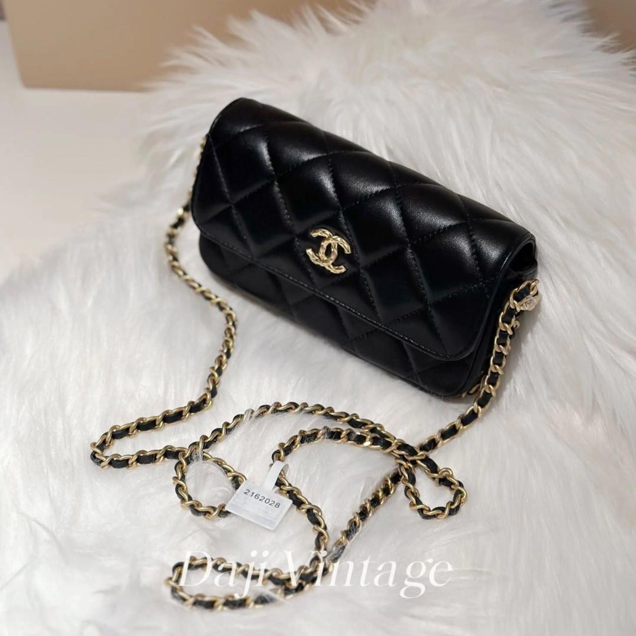 99新 Chanel/香奈儿 大吉中古/香奈儿黑金滚边链小woc斜挎