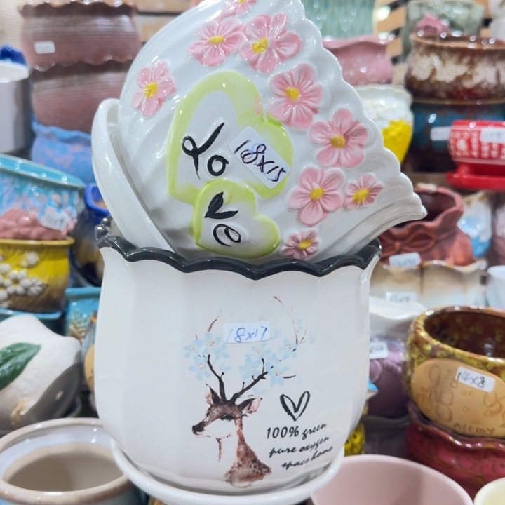 凑9块包邮，有孔，陶瓷花盆