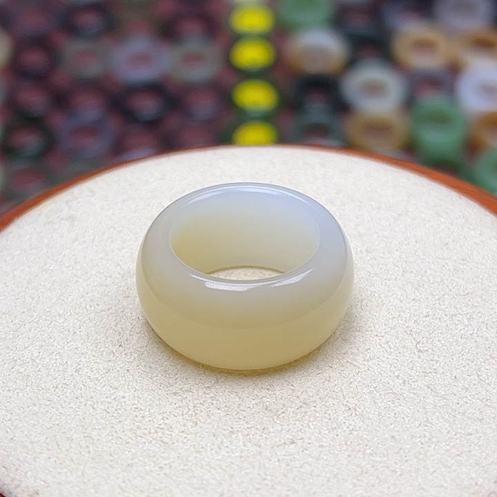 和田玉戒指未镶嵌16.9内径14圈糖白