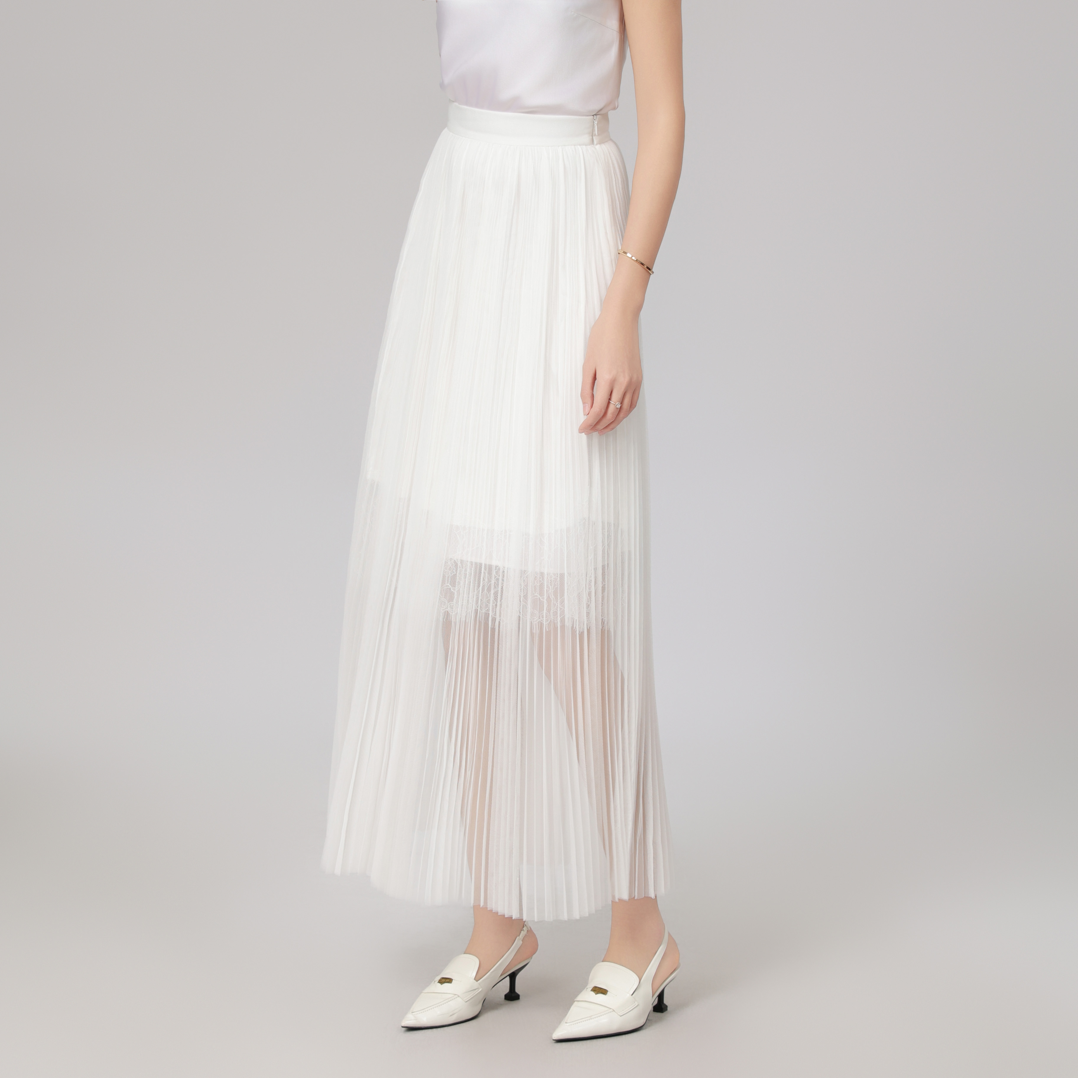 AMASS/阿玛施新款春夏高腰网纱裙气质极简放百搭半身裙5200145