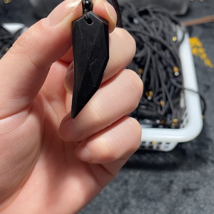 黑曜岩合金颈饰黑曜石狼牙