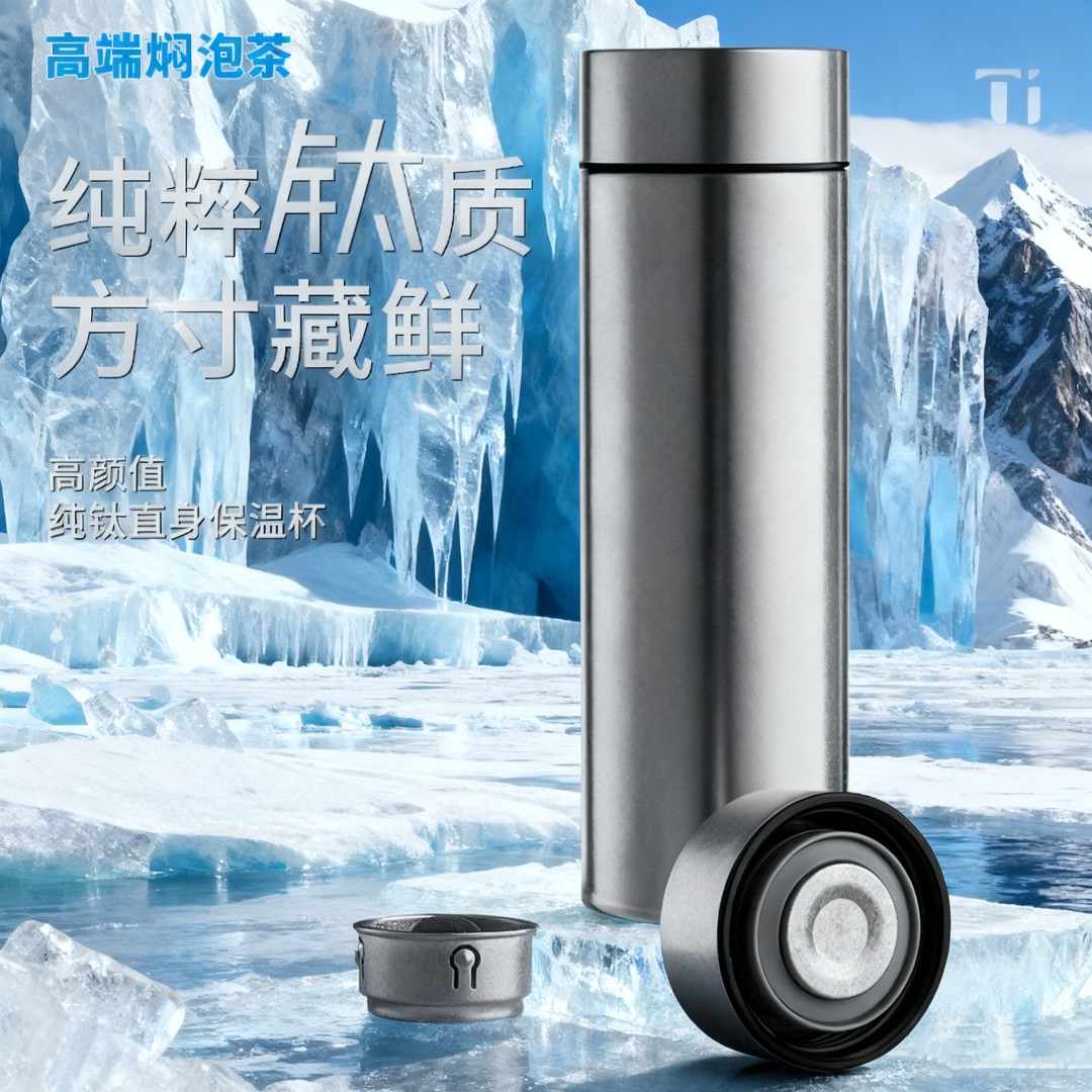 博英雅钛杯纯钛保温杯大容量茶水分离泡茶杯便携车载男女生水杯