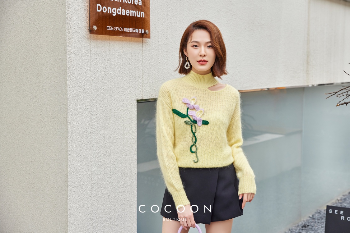 COCOON花朵秋冬时尚高领毛针织衫101068