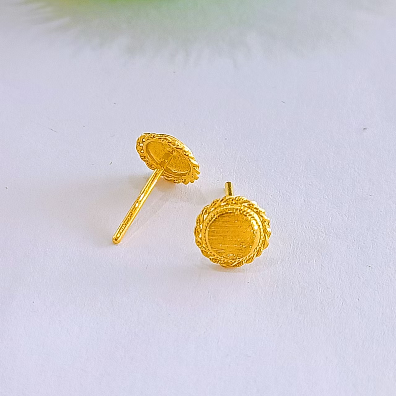 【富远黄金】足金拉丝鸽子蛋直针耳钉FYHR01010879