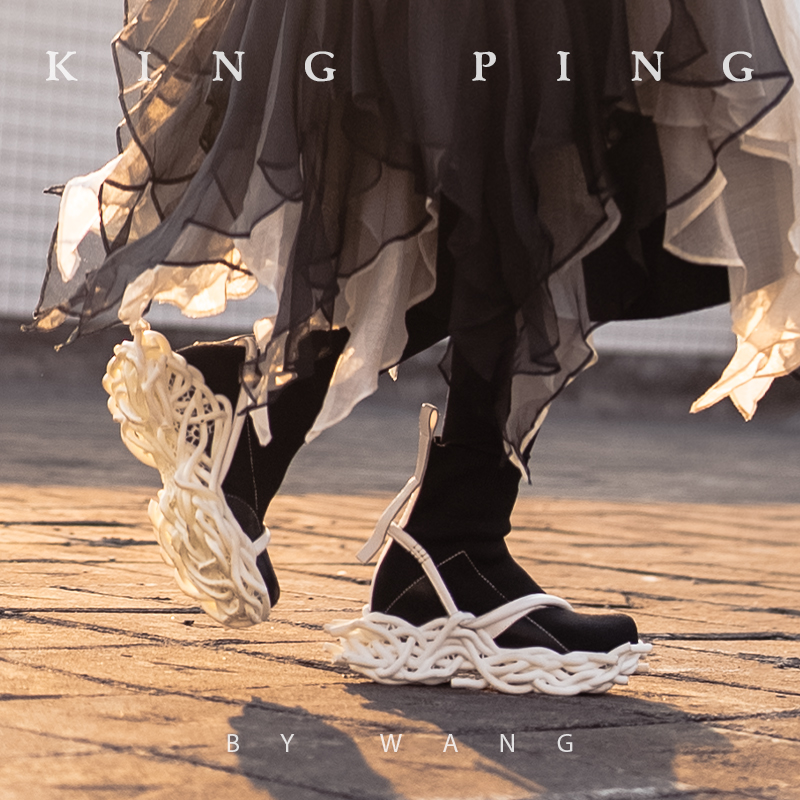 『盘旋』KING PING BY WANG原创休闲鞋时尚秋季圆头百搭女士飞织