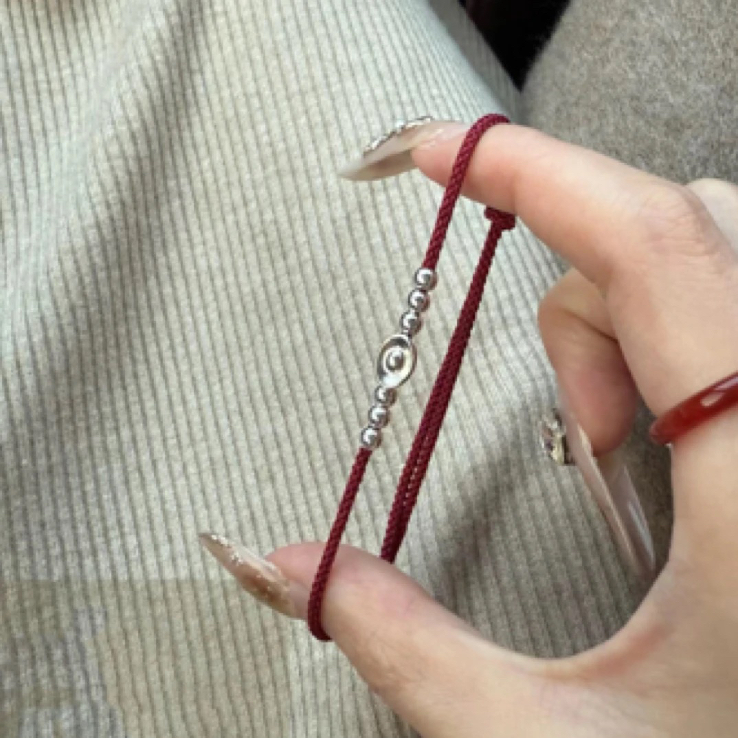 足银手链 足银手链财和吉祥的小元宝红绳不掉色