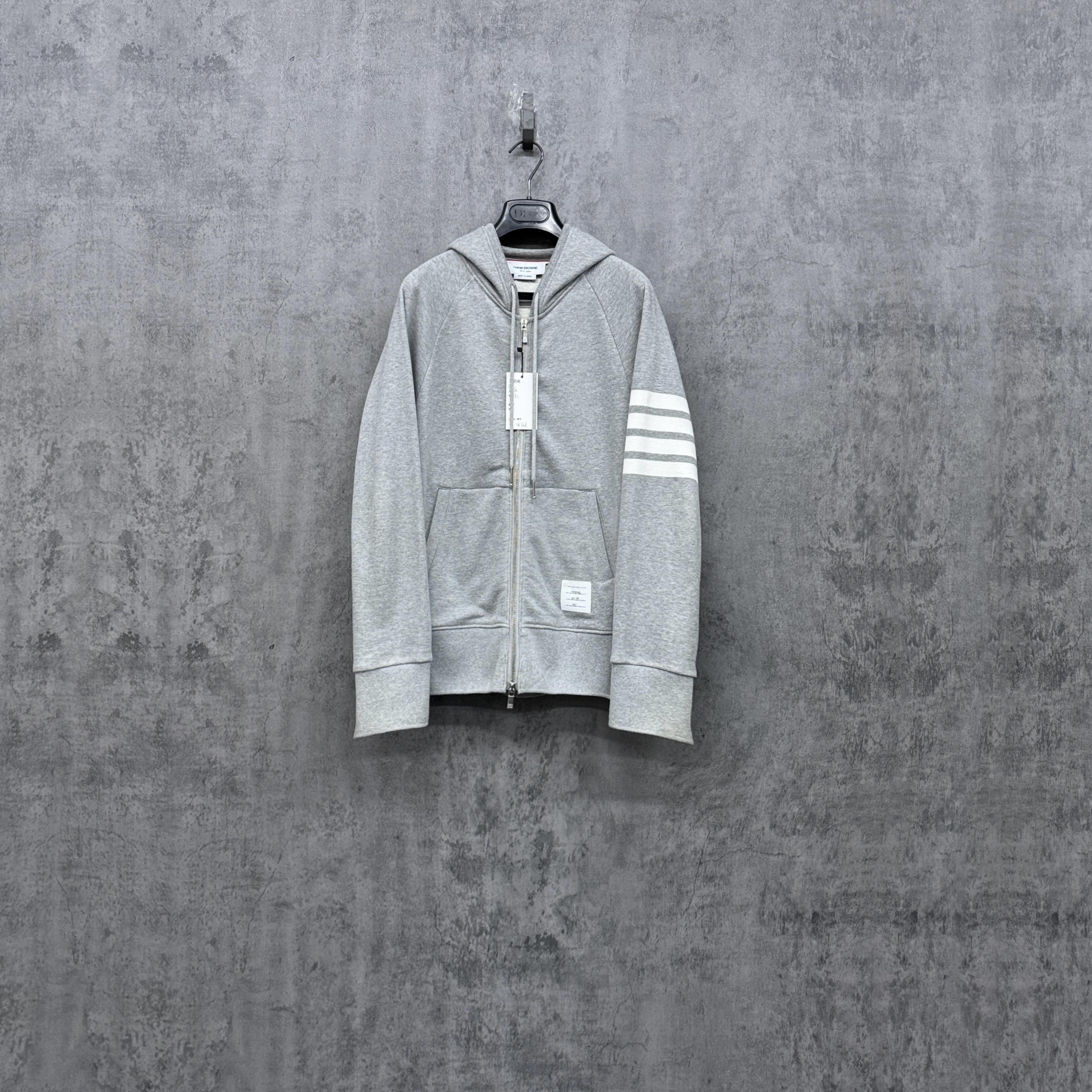 99新 THOMBROWNE Tb灰色织带条拉链外套帽衫/SK326/4大码/准新