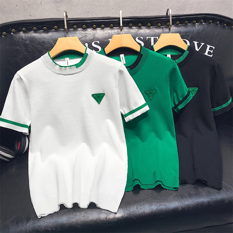 3329夏季新款韩版修身个性毛衣圆领时尚针织短袖t恤2025年潮