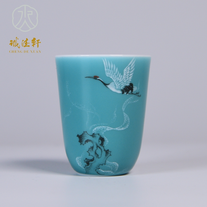 【李国庆专属】诚德轩升云杯 粉彩 鹤翔云天(右）容量80ml