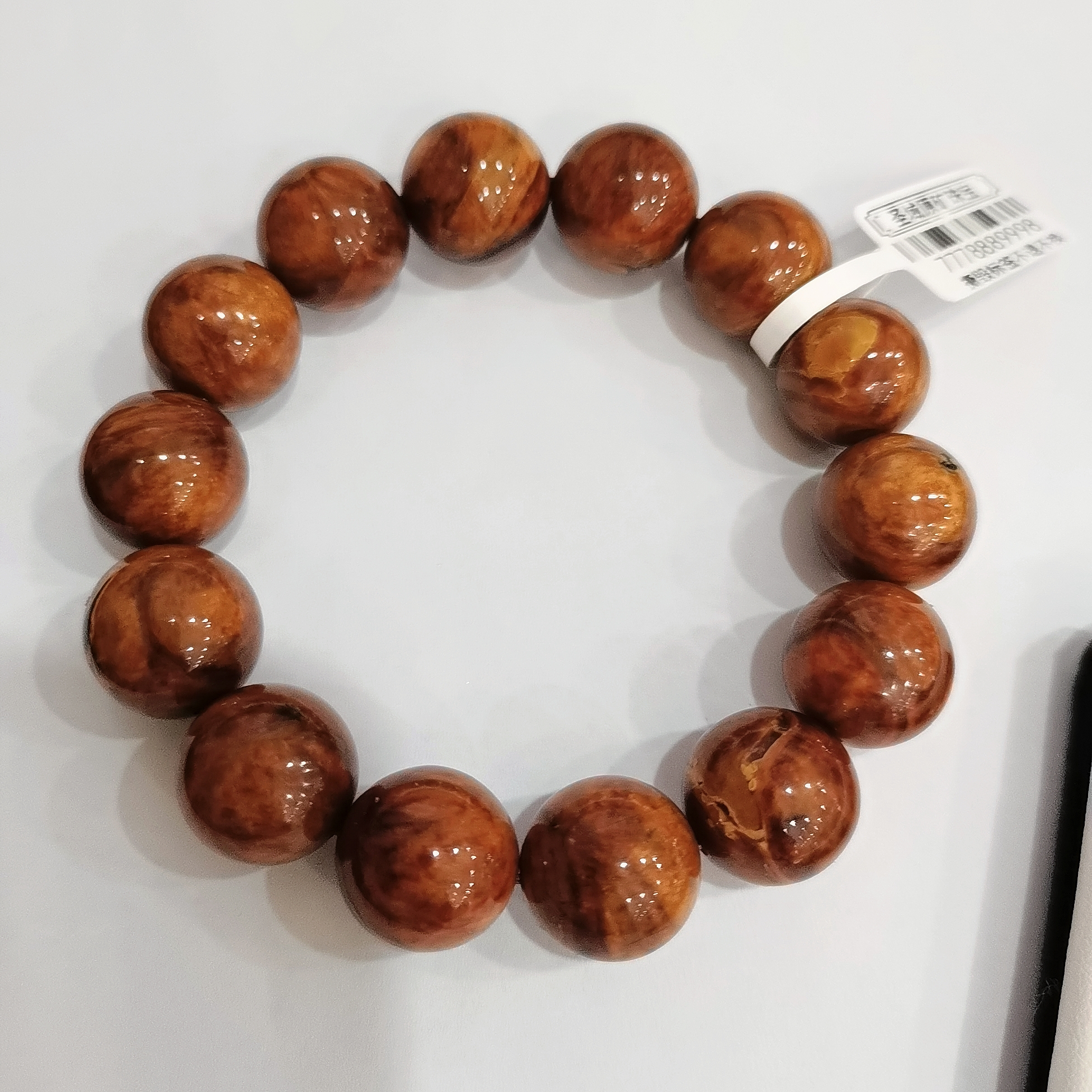 缅甸原矿天然血瓷溶洞老油根一刀料子手串15mm