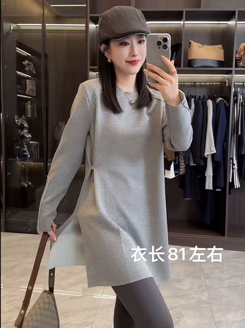 凤儿家-66117早秋侧开衩显瘦长袖休闲上衣