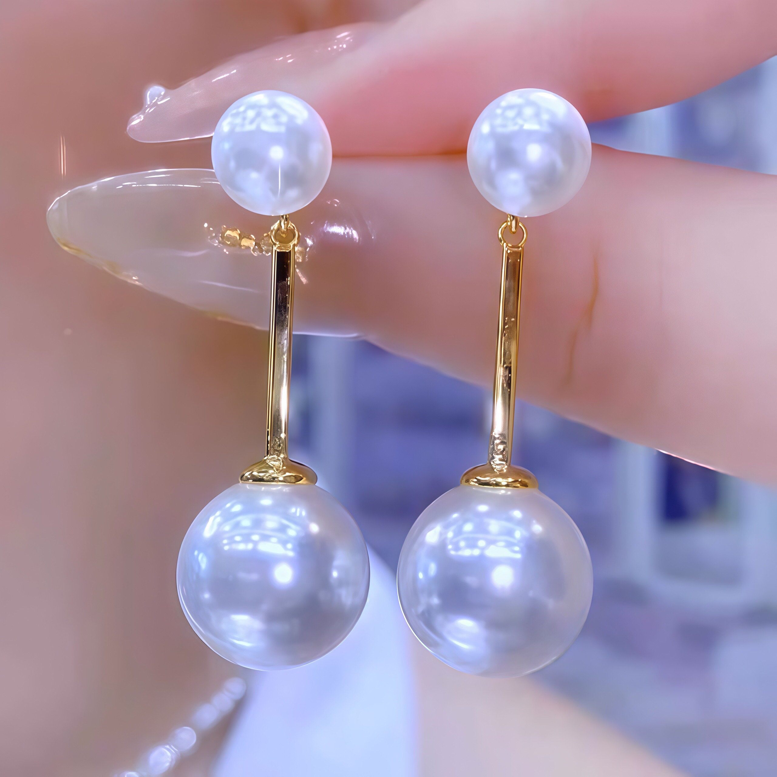 铜合金耳饰 两戴时尚百搭珠珠款耳钉 小珠珠耳钉 大珠珠钟摆流苏