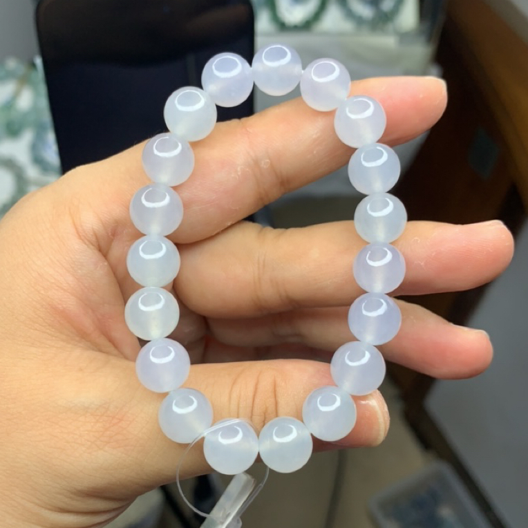 糯冰胶粉紫色女士翡翠手串卡10左右
