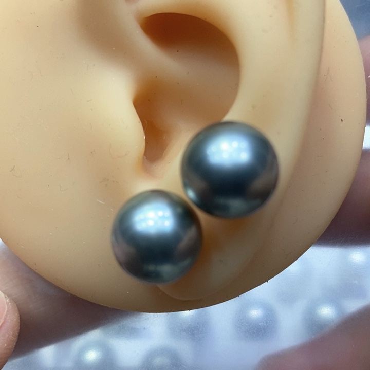 海水珍珠耳饰银S925镶嵌色**空