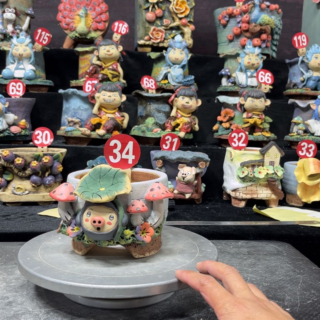 红陶白狐花器多肉花盆