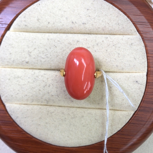 天然珊瑚台湾莫莫戒指