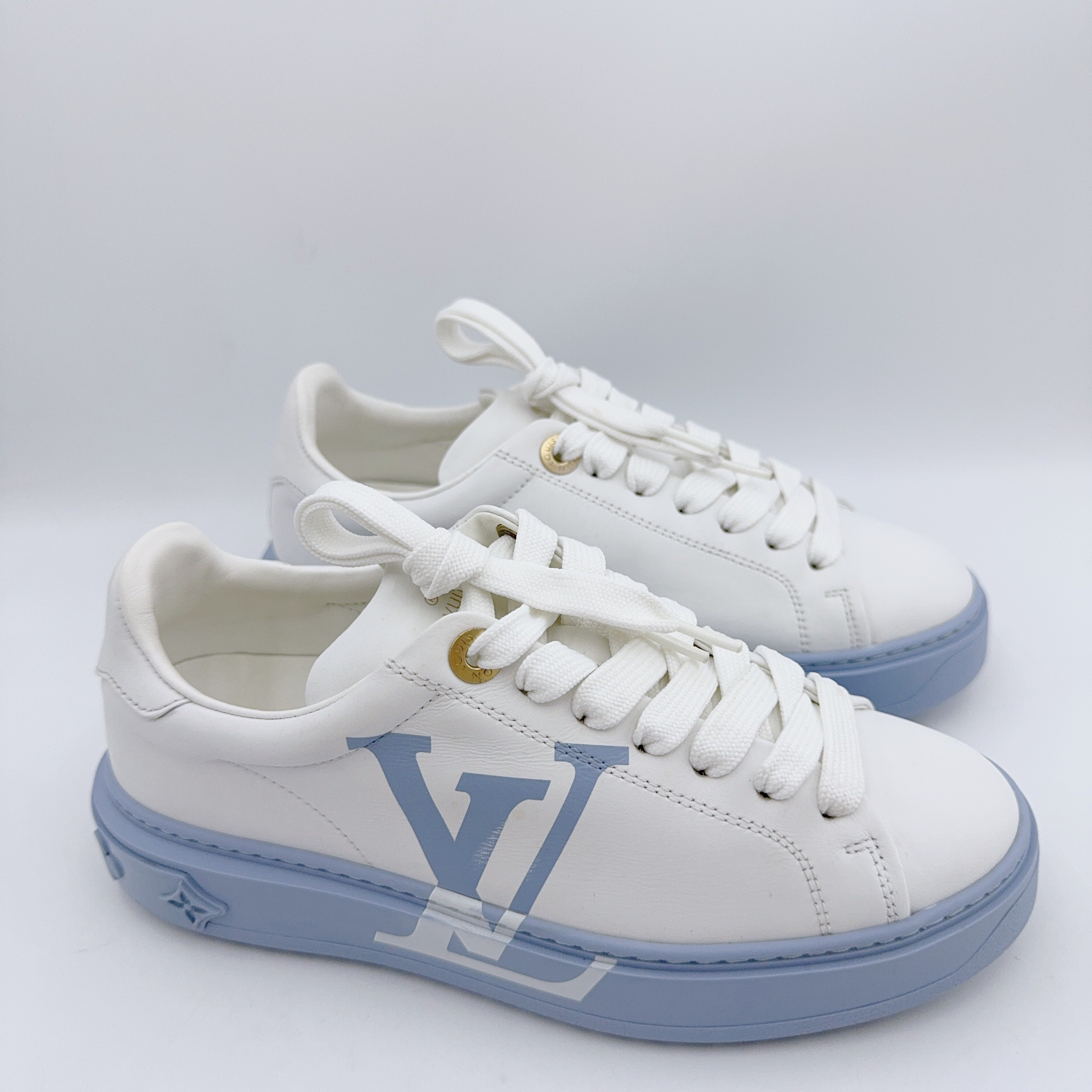 95新 LouisVuitton/路易威登 34.5码/蓝色大标timeout板鞋/02218