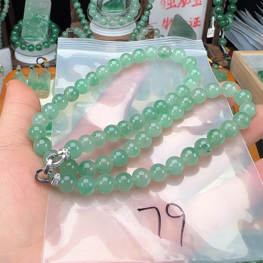 石英质玉项链银S925镶嵌