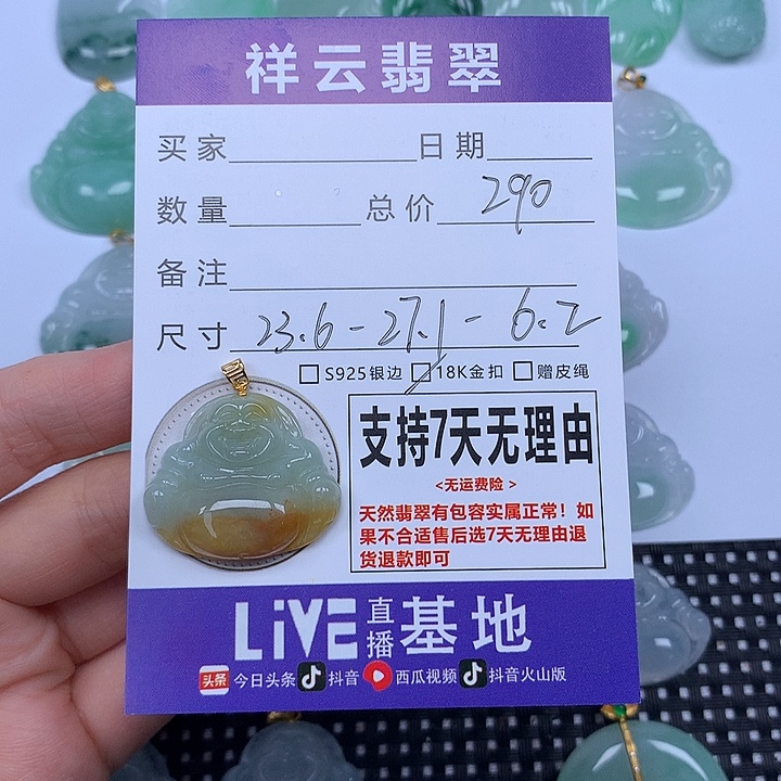 林***姐翡翠未镶嵌颈饰天然