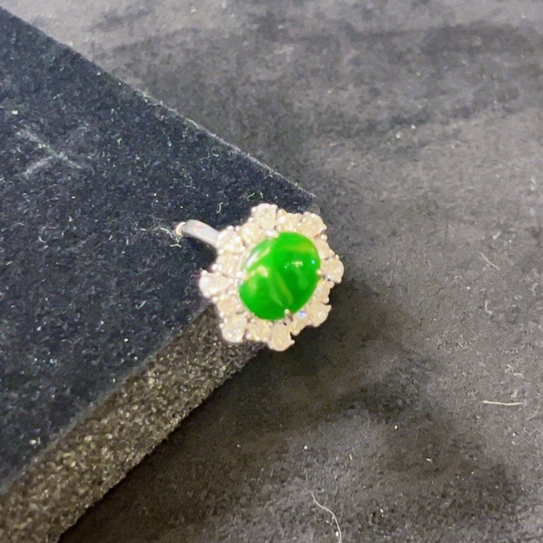 天然翡翠a货戒指雪花款