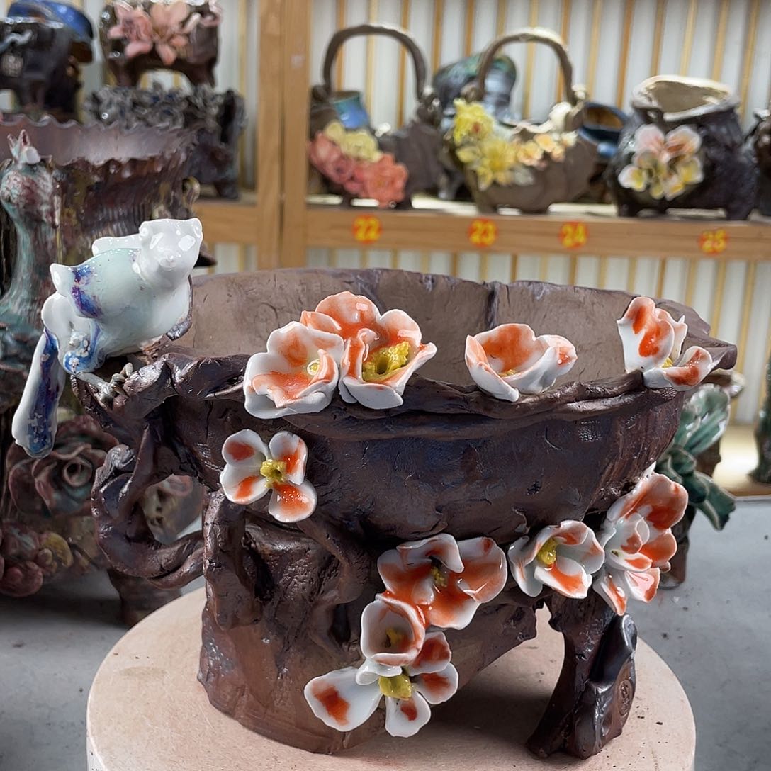 紫砂花盆景德镇陶瓷多肉花盆