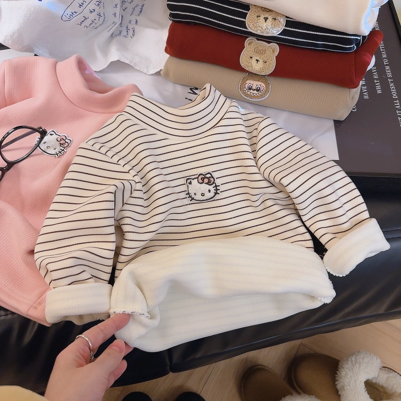 【璟娘家】秋冬款加绒加厚打底衫女童半高领百搭加绒保暖卫衣