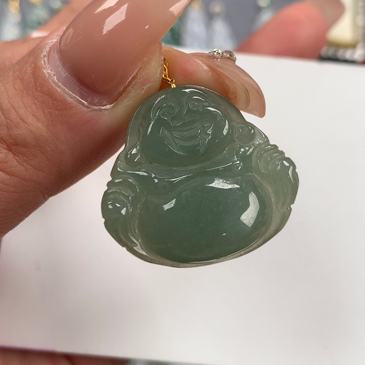 翡翠颈饰18K金镶嵌佛公