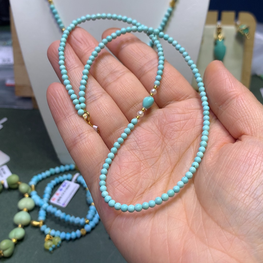 绿松石项链18K金镶嵌