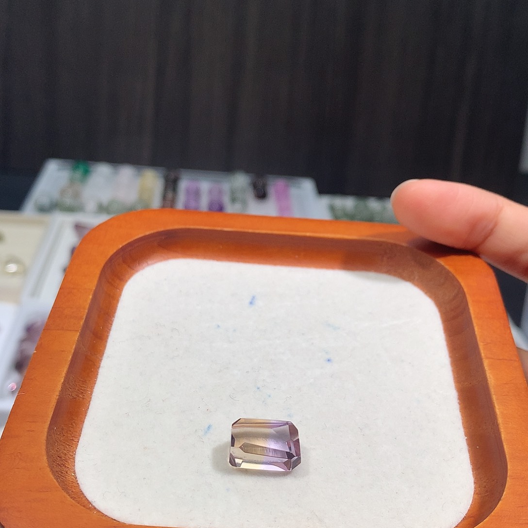 未镶嵌珠宝半成品水晶紫黄晶随行打孔定制不退换