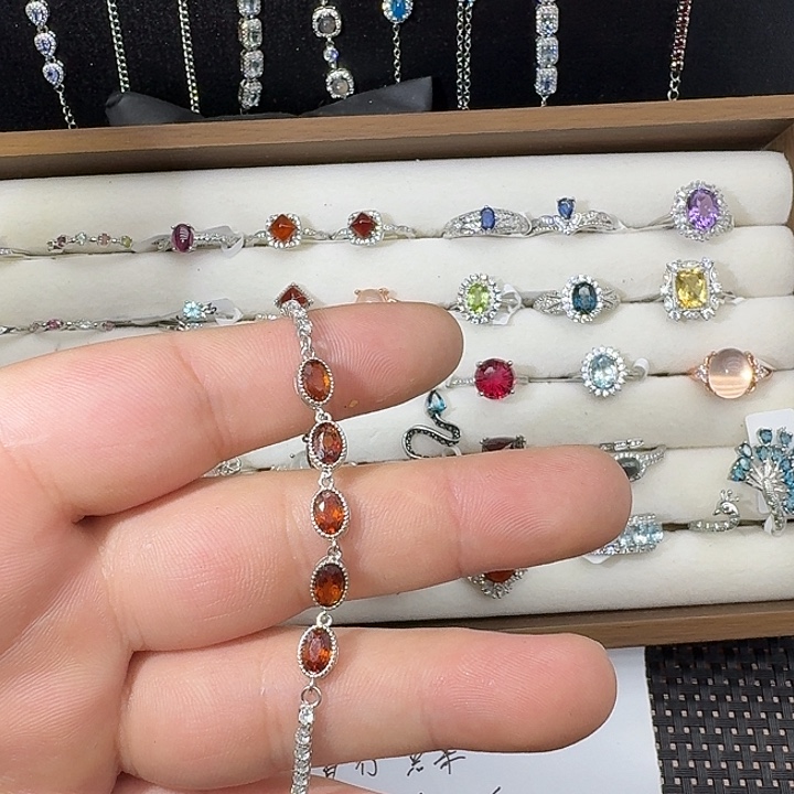 手链银S925镶嵌石榴石