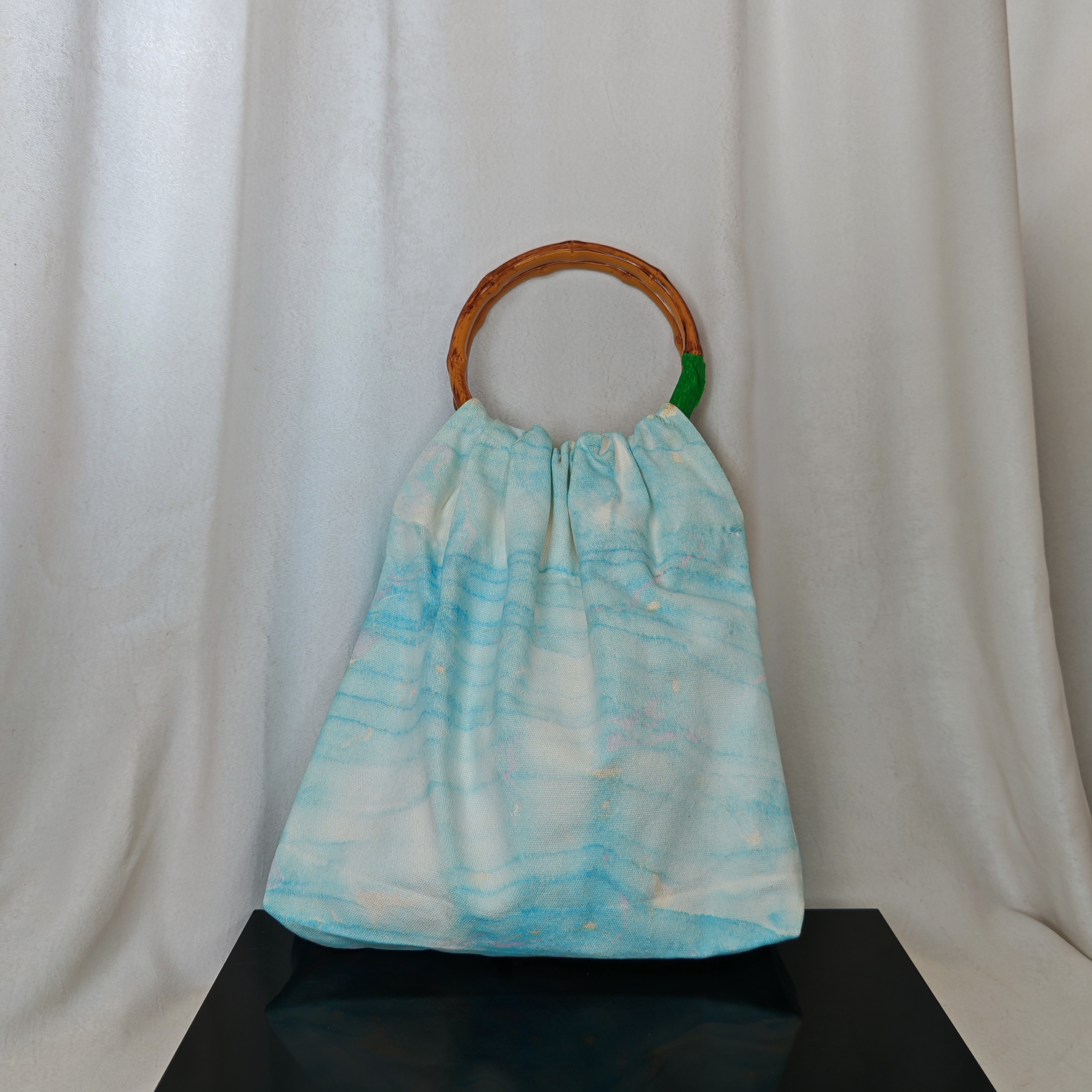 非遗漆染帆布包，古风圆竹节拎包，手工制作