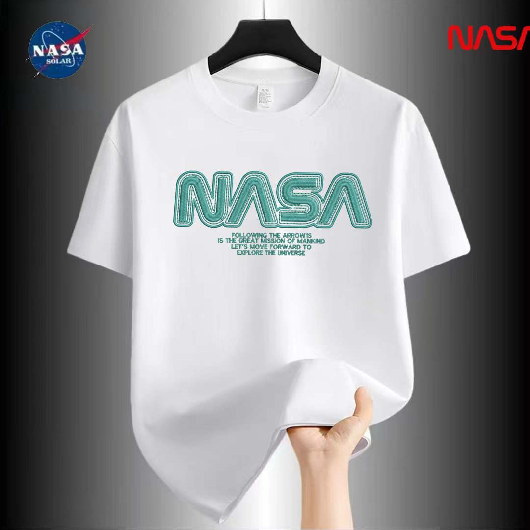 NASA联名纯棉夏季圆领短袖T恤微宽松时尚男女同款休闲百搭23