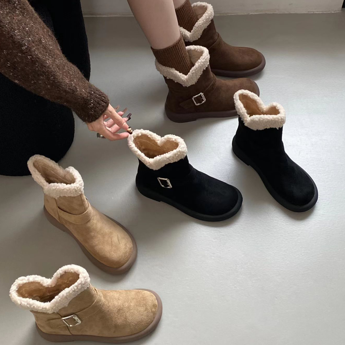 LD12-5短筒靴加绒中筒保暖秋冬女靴防滑时尚韩版靴子