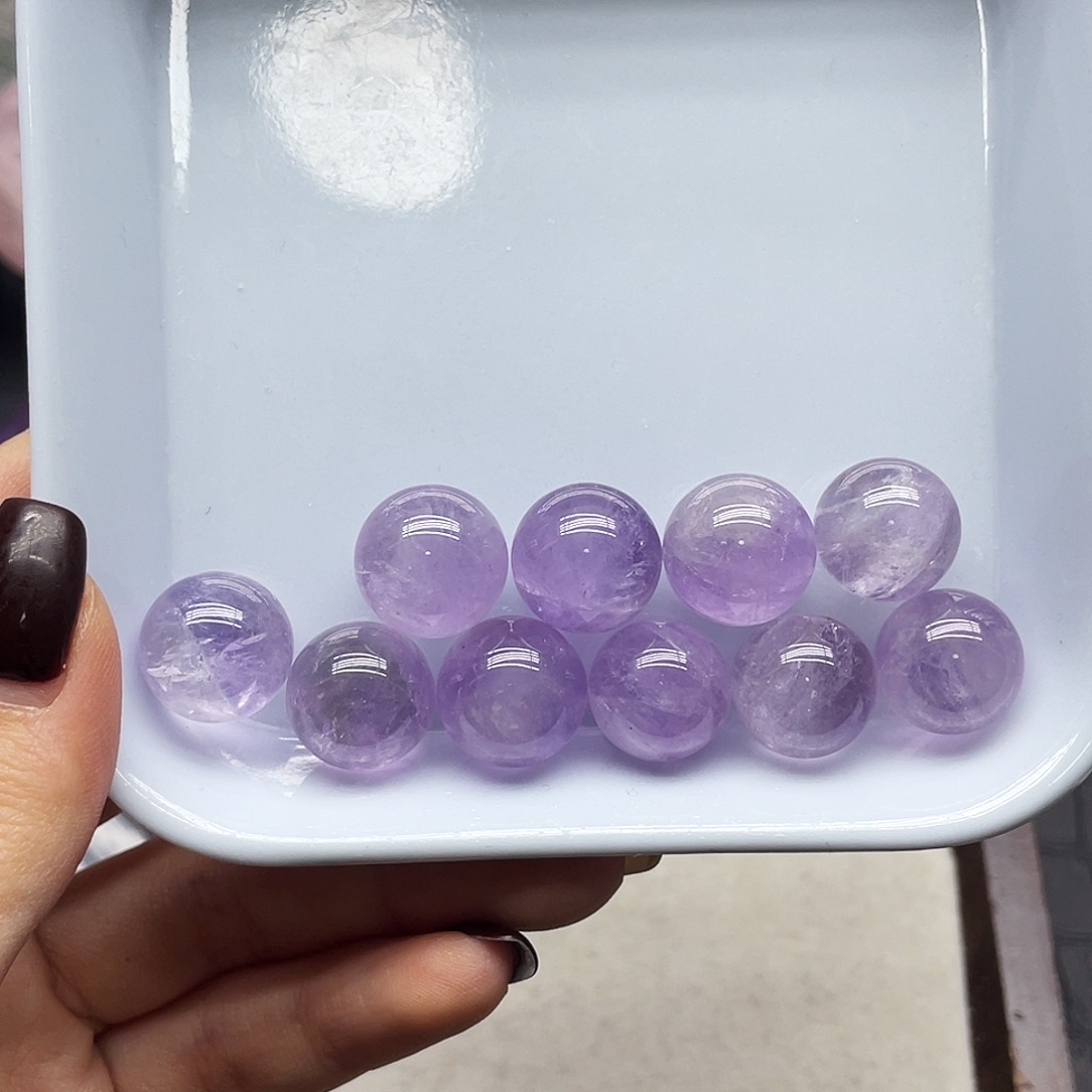 珠宝半成品水晶未镶嵌40紫水小球十颗