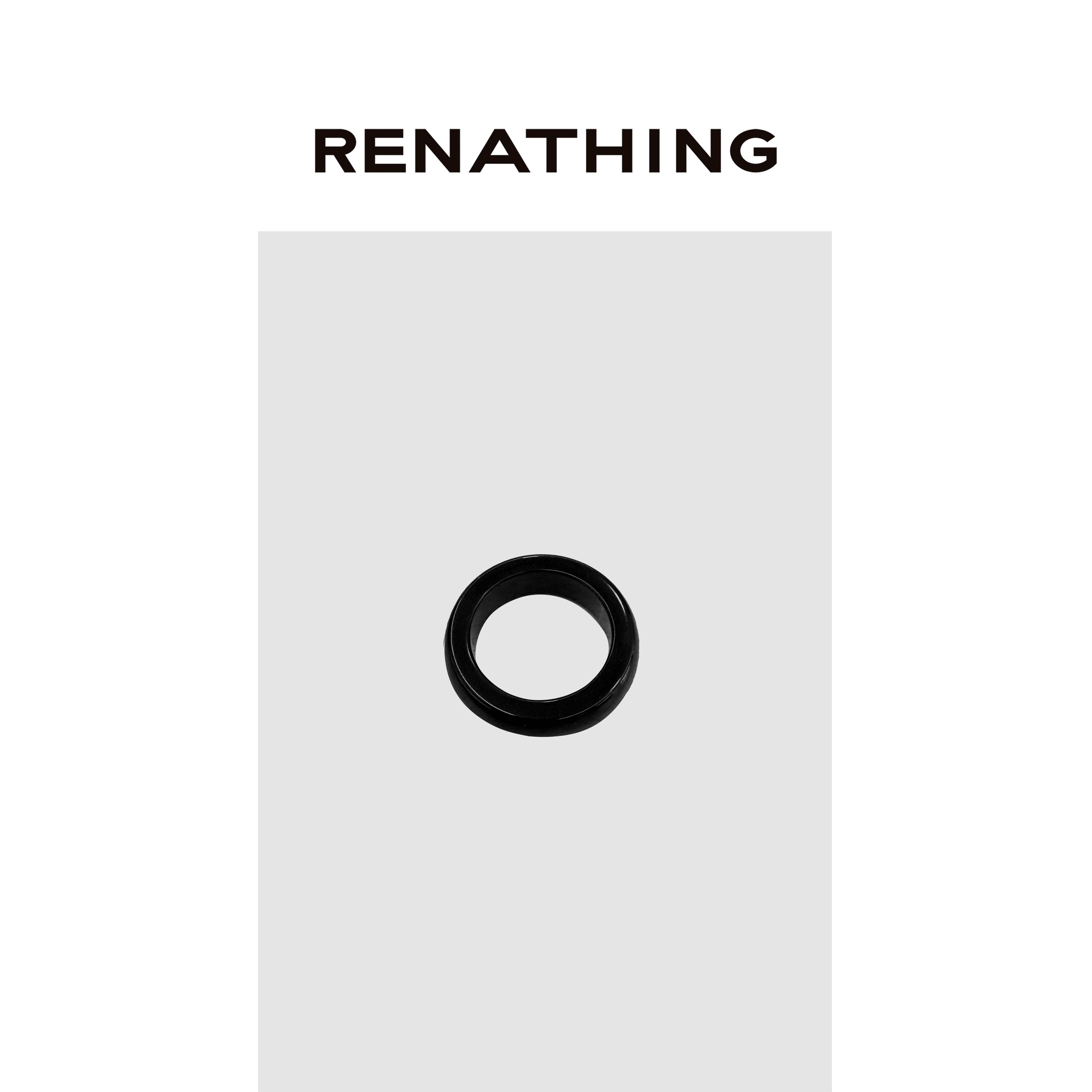 非金属合成锆石戒指  【RENATHING】简约黑调宽边戒指