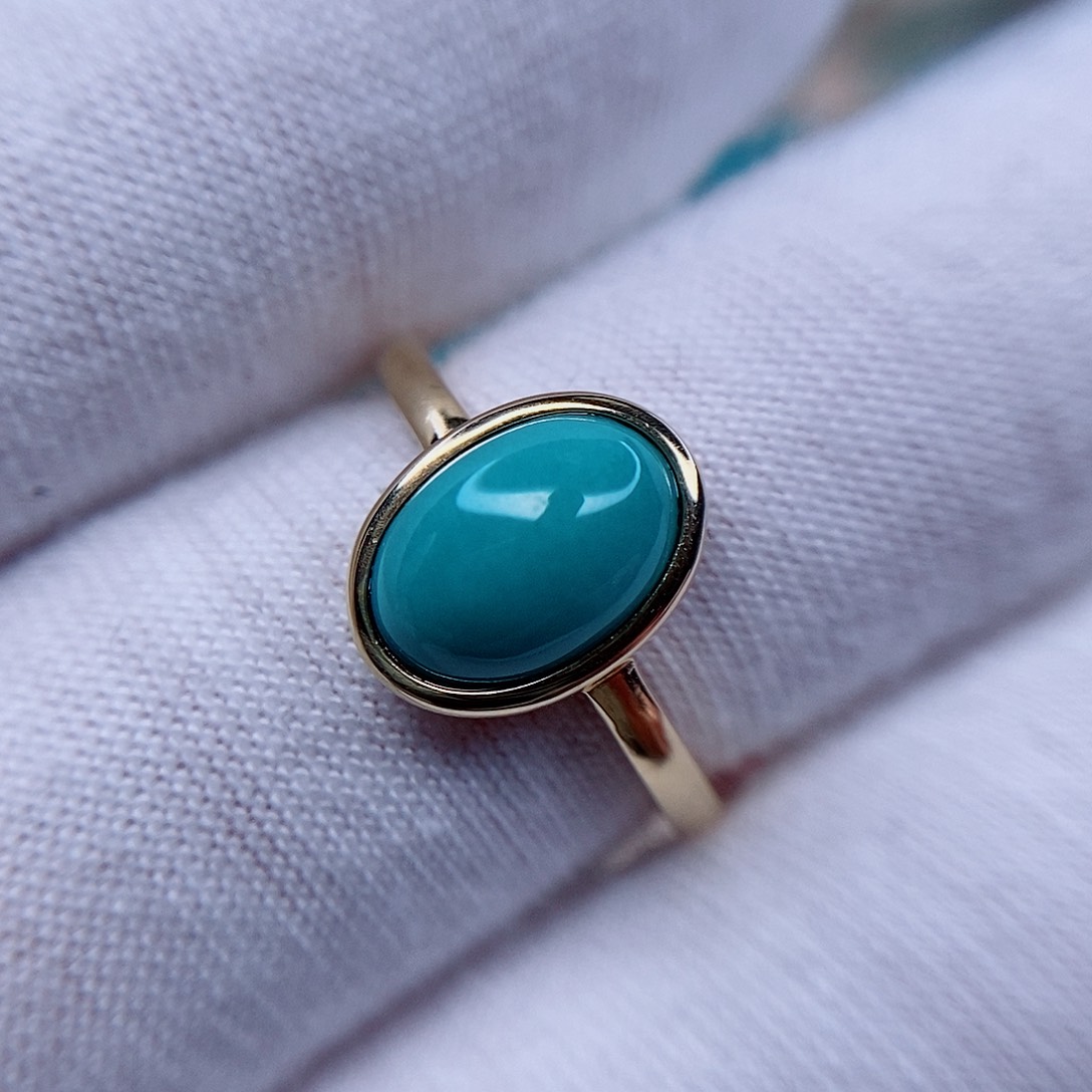 绿松石戒指18K金镶嵌