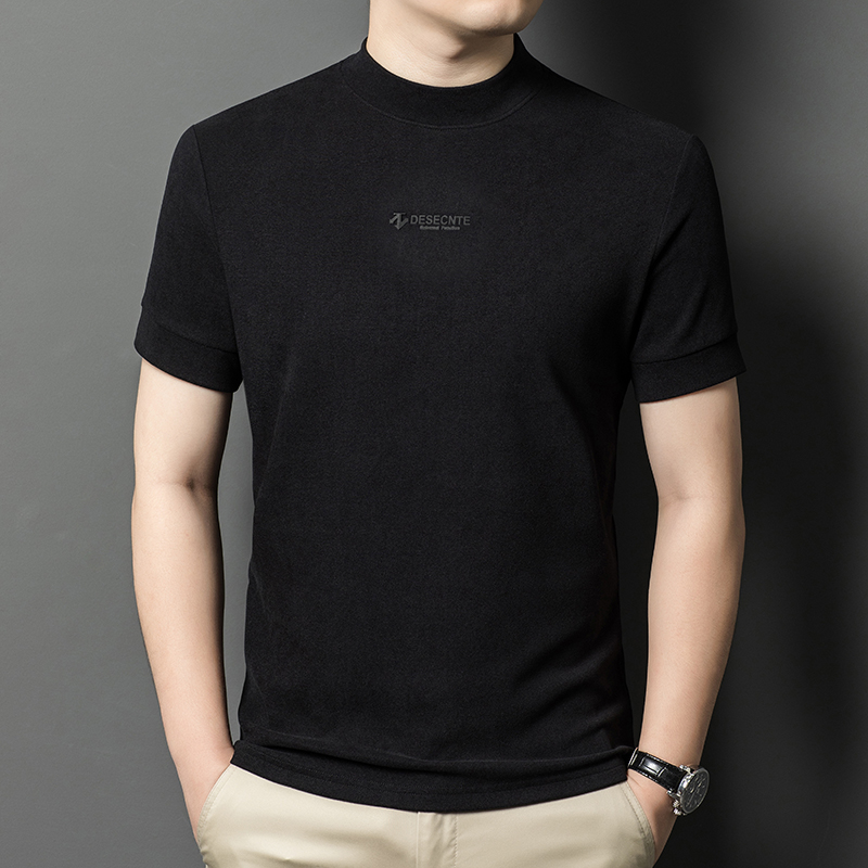 2025秋冬男士石墨烯保暖半高领短袖休闲百搭上衣纯色德绒打底衫