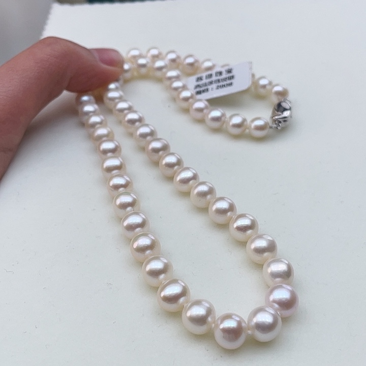 淡水珍珠颈饰银S925镶嵌卡8极光炫彩高品