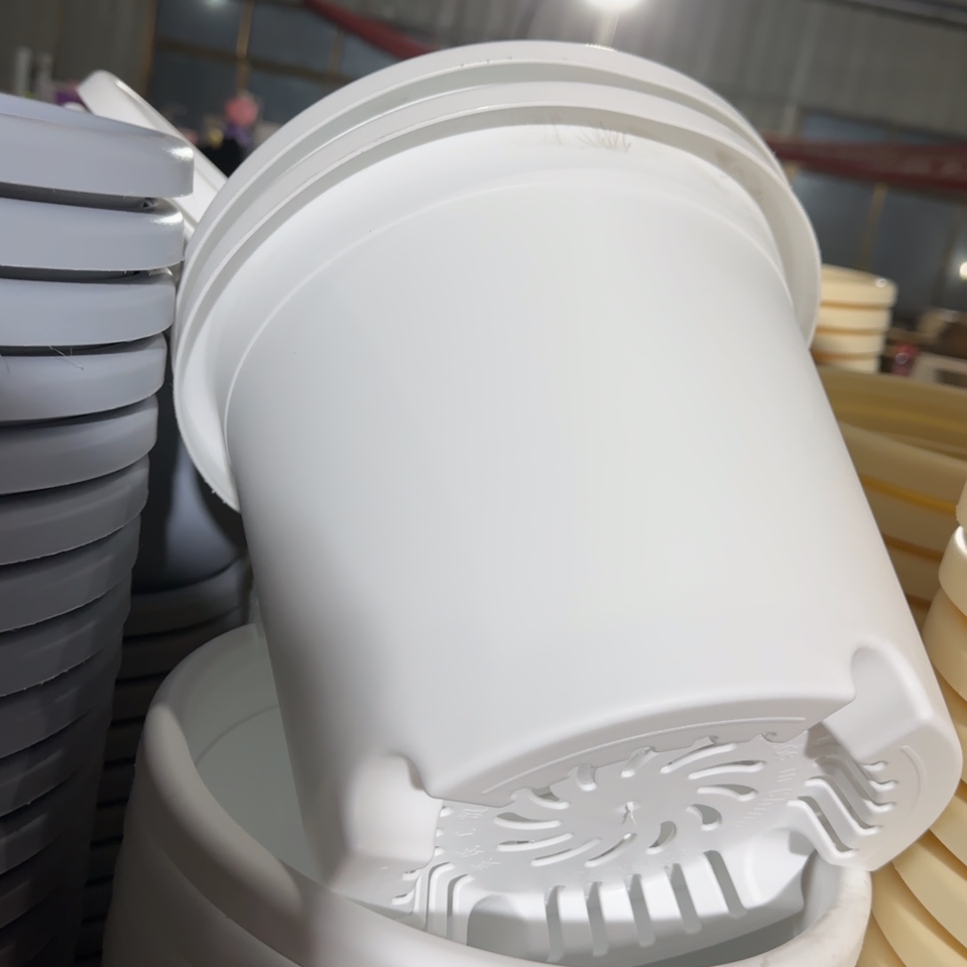 树脂四季盆4#带拖纯白6