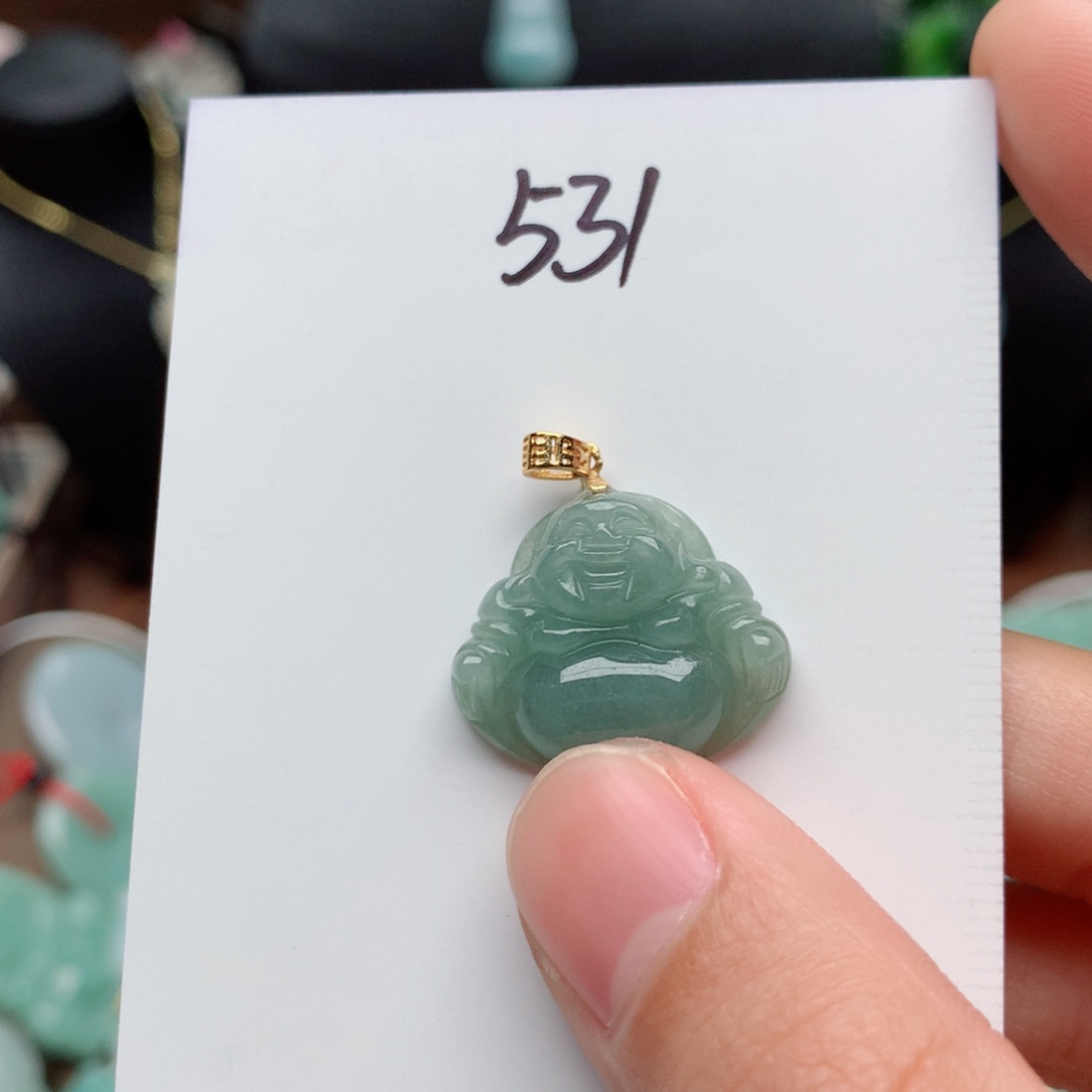 翡翠颈饰银S925镀金镶嵌吊坠