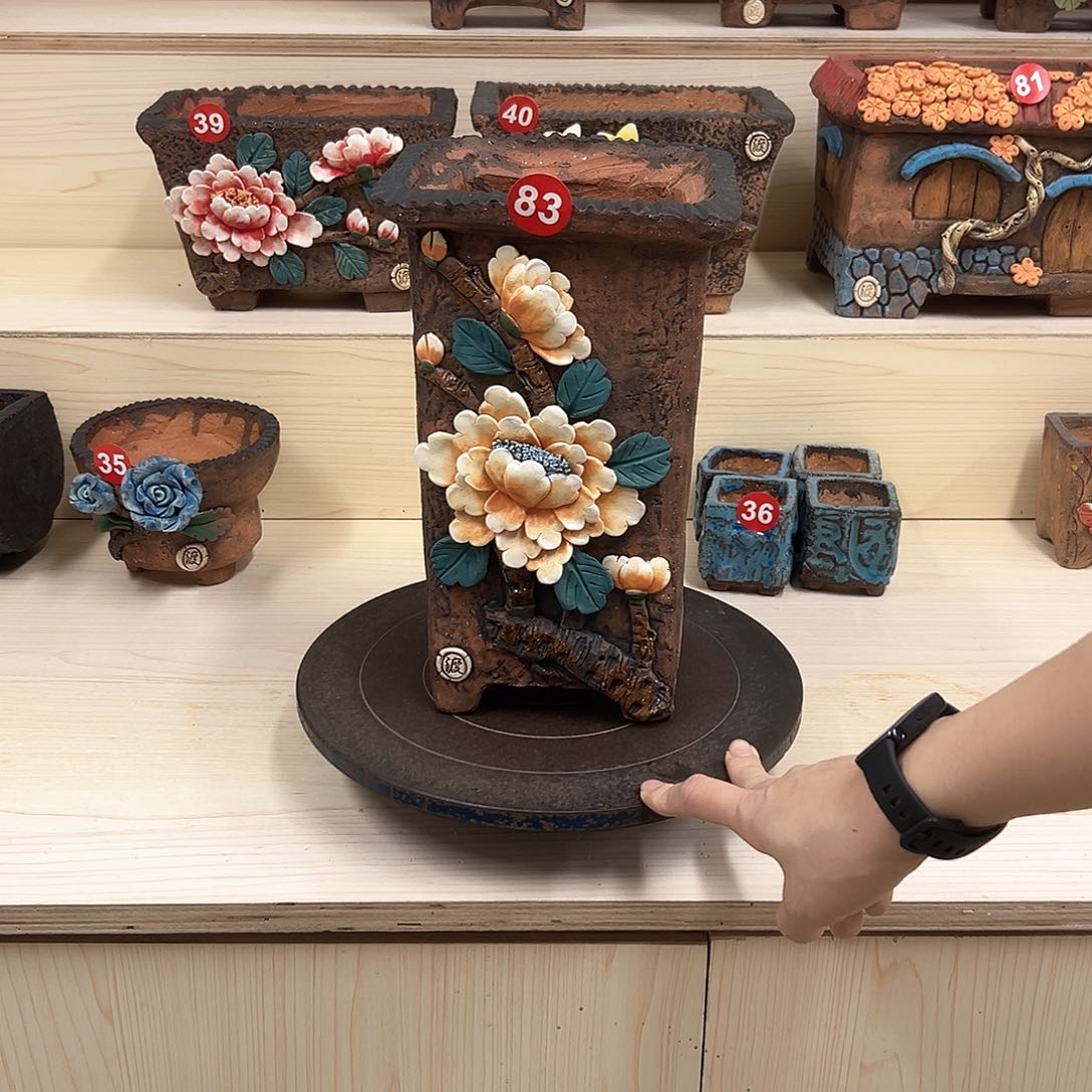 紫砂花盆83号，内口13高25