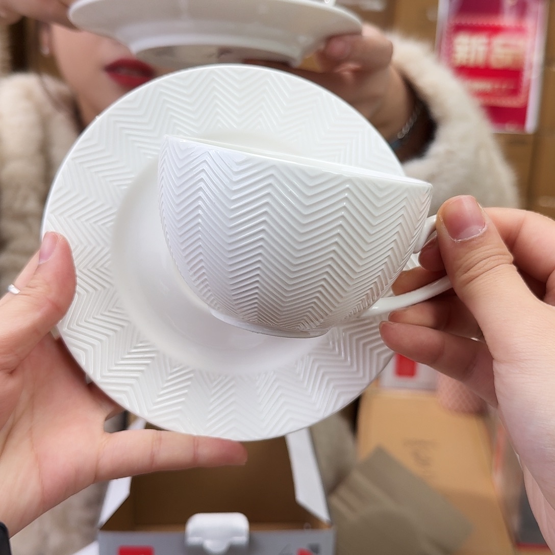 骨瓷骨瓷250ml咖啡杯碟2套（4件）带礼盒