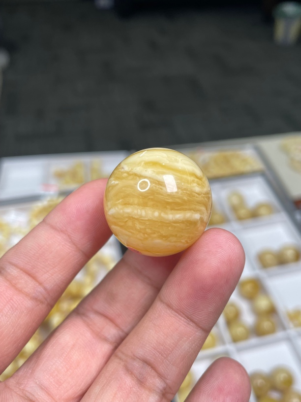 天然琥珀蜜蜡虎皮纹圆珠11.07克27.1毫米