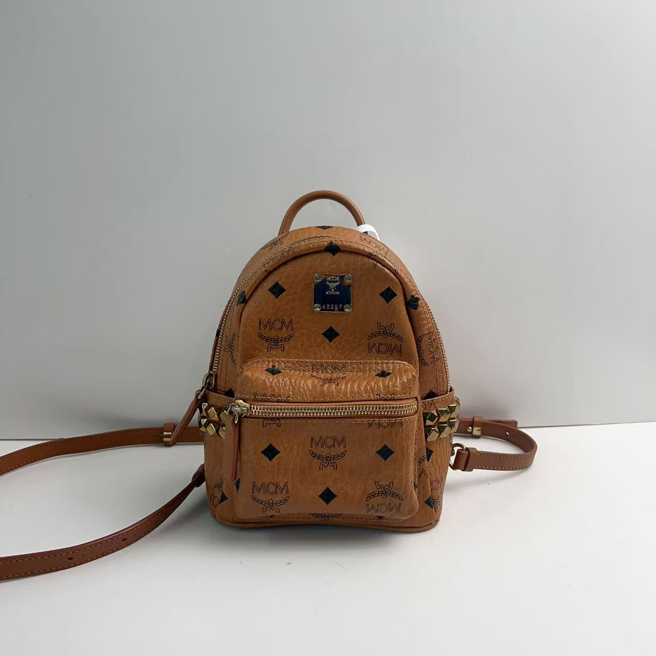 95新 MCM mcm 干邑色mini 双肩包