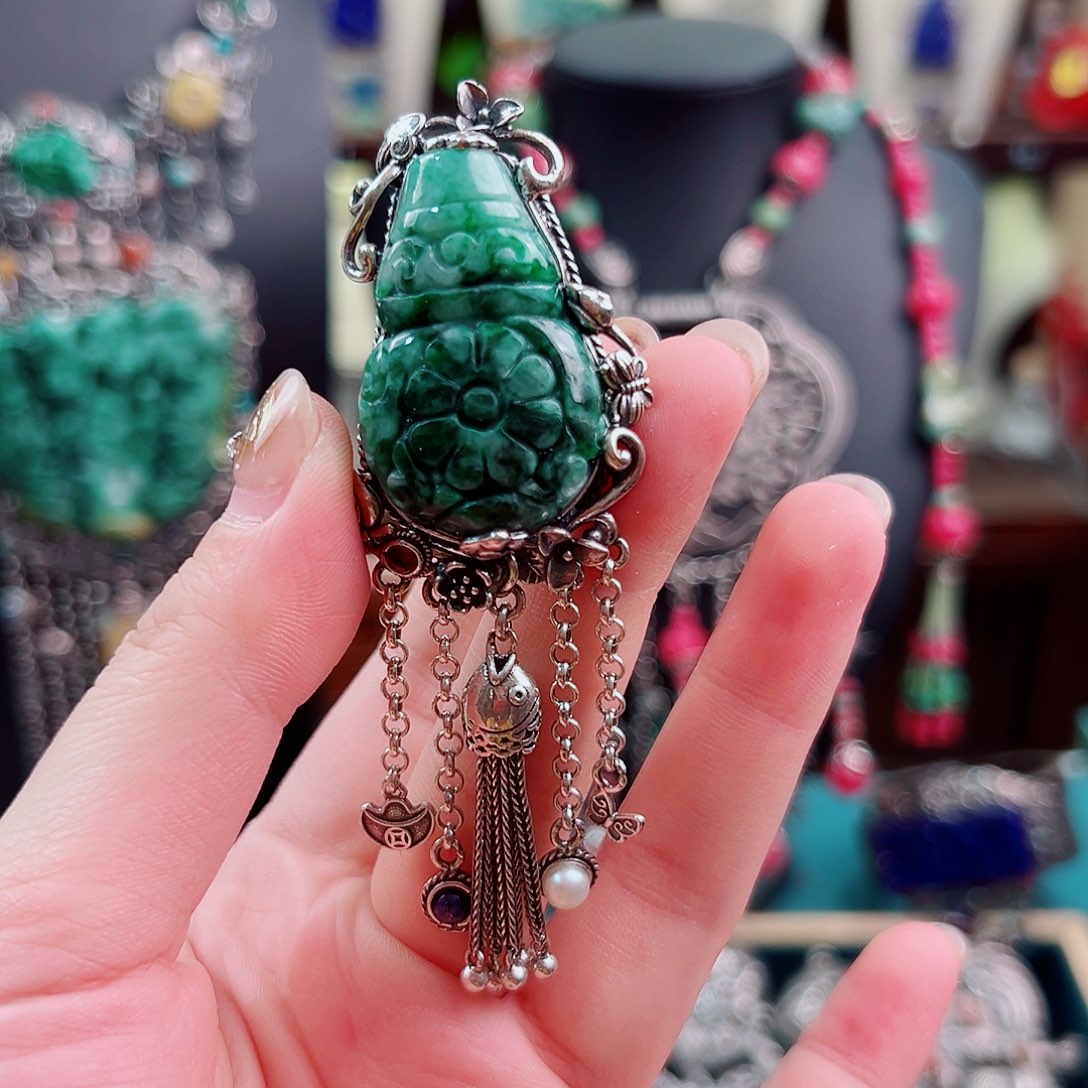 翡翠银S925镶嵌戒指/指环戒指