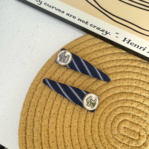 BlomUME原创合金小狗条纹布艺bb夹韩系百搭发夹发饰女一对808