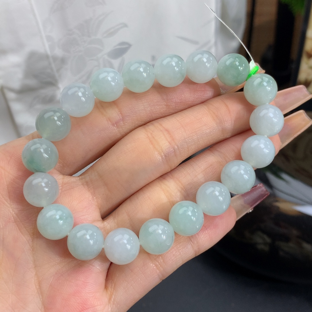 翡翠手链未镶嵌卡10冰胶蓝晴手串