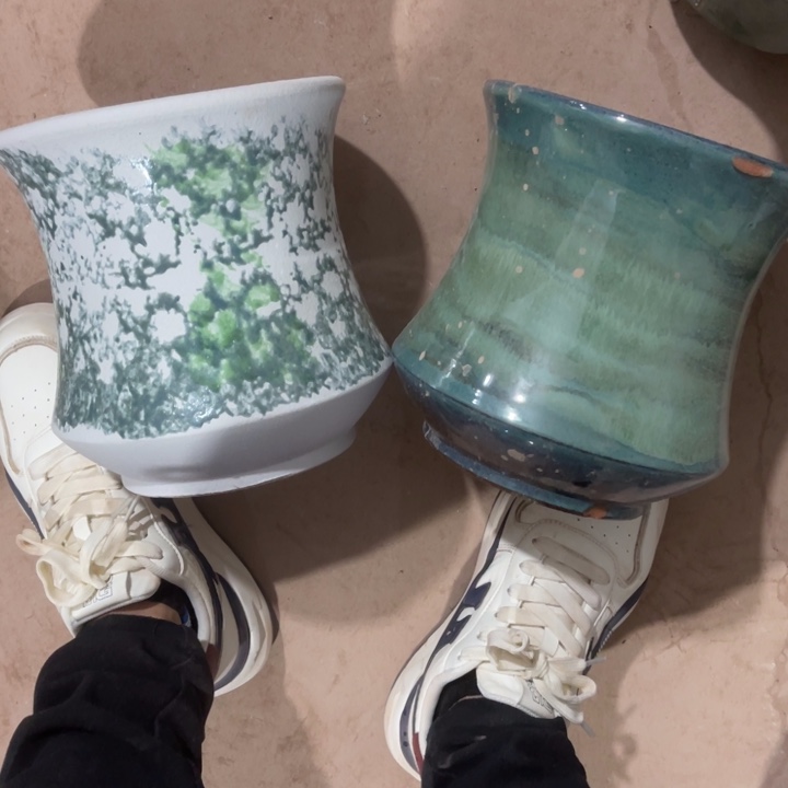 花盆紫砂口径20高度20两只瑕疵