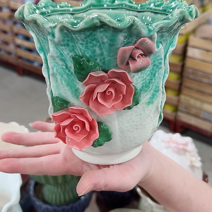 有孔.凑满10元发货多肉陶瓷花盆！