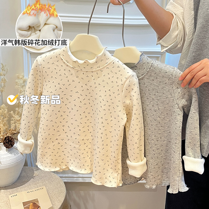 女童秋冬季新款加绒打底衫女宝宝秋季新款上衣儿童外穿卫衣童装潮